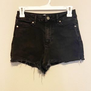 PAIGE Black Denim High Wasted Cutoff Shorts